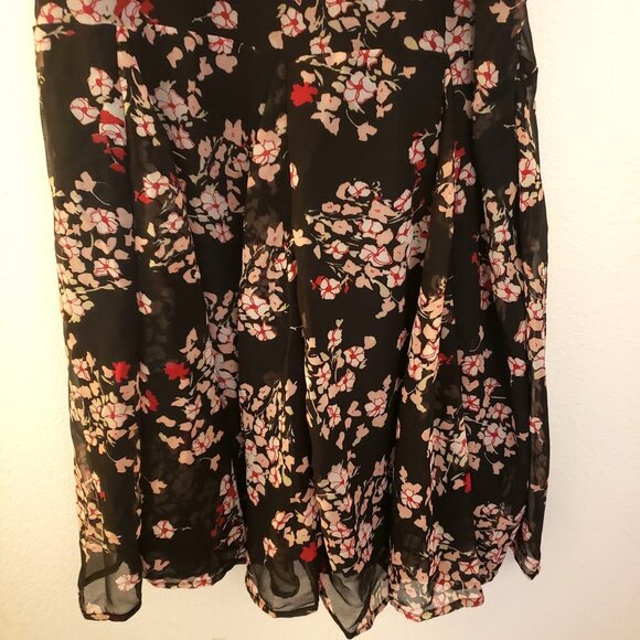 Mlle Gabrielle Polka-dot Trimmed Floral Print Chiffon Midi Skirt Size 20W EUC - Picture 3 of 9
